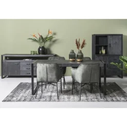 Eettafel Rechthoek 160cm - Zwart Mangohout - 2-4 personen - Norris