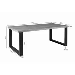 Eettafel Rechthoek Mangohout - U-Poot - 220x100x76cm - Denver