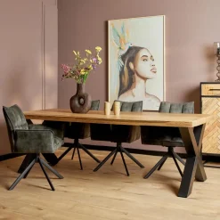 Eettafel Rechthoek Mangohout - X-Poot - 220x100x76cm - Denver