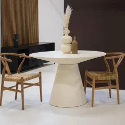 Eettafel Rond 120cm - Beige - Betonlook - Eettafel Sep