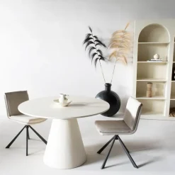 Eettafel Rond 120cm - Beige - Betonlook - Eettafel Sep