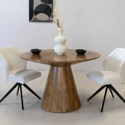 Eettafel Rond 120cm - Naturel Mangohout - 2-4 Personen - Sep