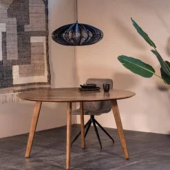 Eettafel Rond 130cm - Naturel - Mangohout - Tafel Oslo