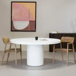 Eettafel Rond 120cm - Wit Eco Composiet - Betonlook - Eden