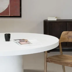 Eettafel Rond 120cm - Wit Eco Composiet - Betonlook - Eden