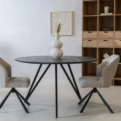 Eettafel Rond 130cm - Zwart Metaal - 4-6 Personen - Marly