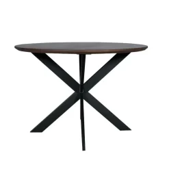 Eettafel Rond Walnoot/Zwart - 150x150x76cm - Madison