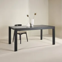 Eettafel Uitschuifbaar - Zwart Eikenhout - 170x95x75cm - Slider