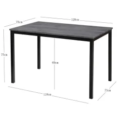 Eettafel voor 4 personen van metaal en grijs hout L120