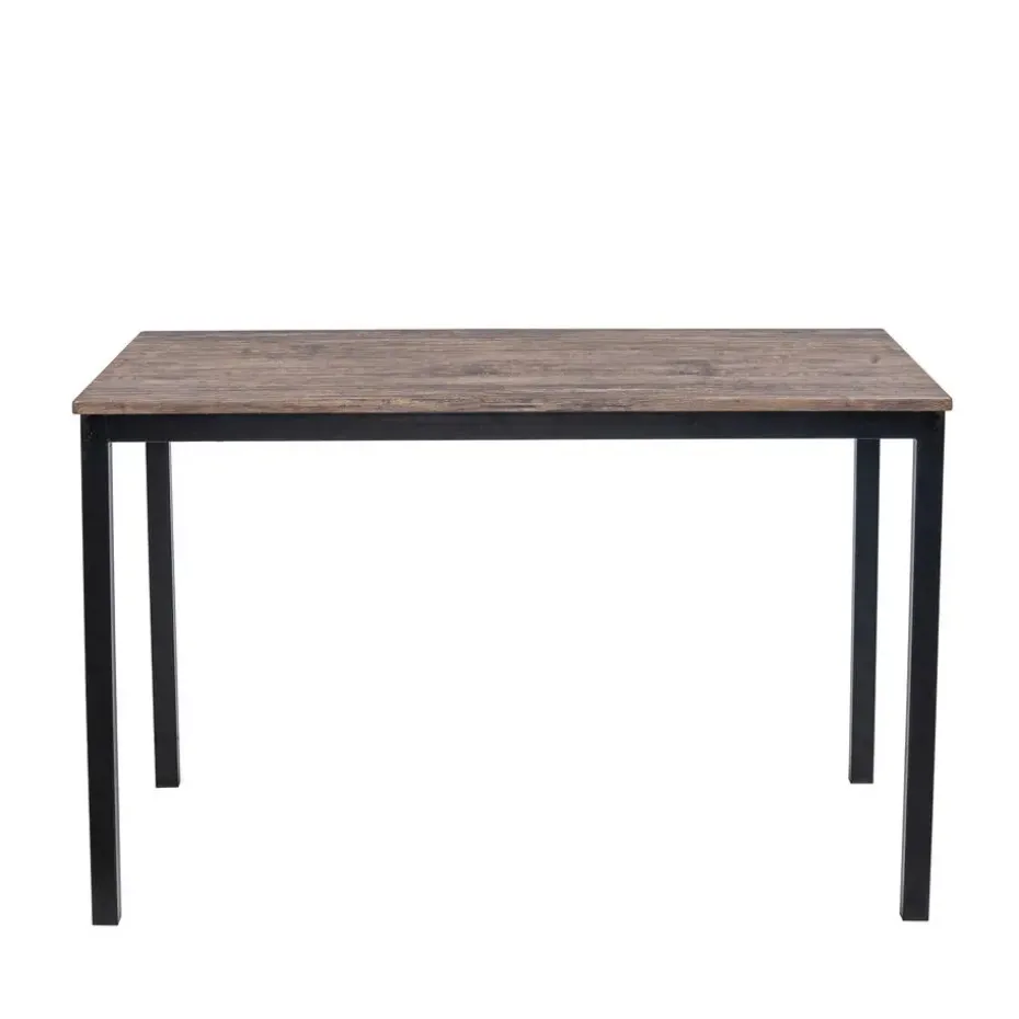 Eettafel voor 4 personen van metaal en grijs hout L120