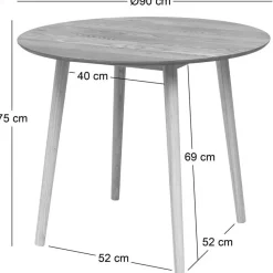 Eettafel voor 4 personen van massief grenen D90