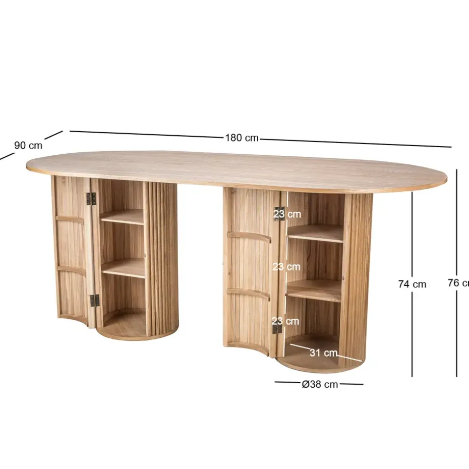 Eettafel voor 6 personen van massief grenen D120