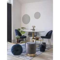 Eettafel Wit Ø110cm - Gouden Onderstel - Bolzano