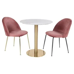 Eettafel Wit Ø110cm - Gouden Onderstel - Bolzano