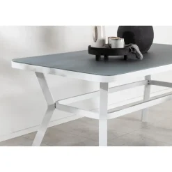 Eettafel Wit Grijs Glas - 160x90x74cm - Virya