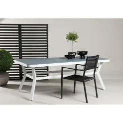 Eettafel Wit Grijs Glas - 200x100x74cm - Virya