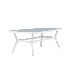Eettafel Wit Grijs Glas - 200x100x74cm - Virya