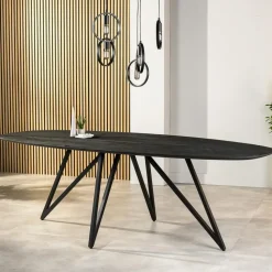 Eettafel Zwart Acaciahout - Ovaal - 240x110x76cm - Langford