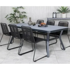 Eettafel Zwart Grijs Glas - 200x100x74cm - Virya