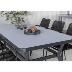 Eettafel Zwart Grijs Glas - 200x100x74cm - Virya