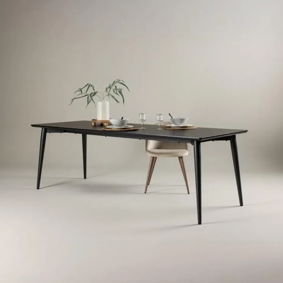 Eettafel Zwart Hout - 230x85x75cm - Ellis