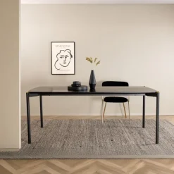 Eettafel Zwart Hout - 190x90x75cm - Pelle