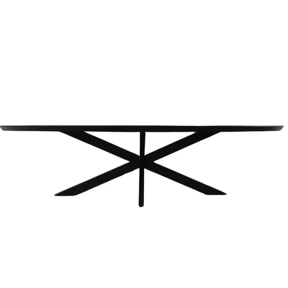 Eettafel Zwart Hout/Metaal - 210x100x76cm - Brandy