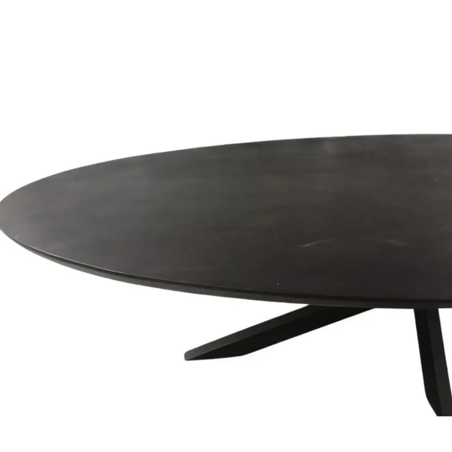 Eettafel Zwart Hout/Metaal - 210x100x76cm - Brandy