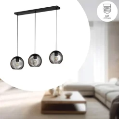 EGLO Almanzora Hanglamp - E27 - 90 cm - Staal - Zwart/Koper