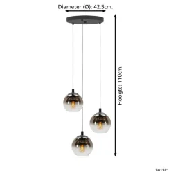 EGLO Ariscani 1 Hanglamp - E27 - Ø 42,5cm-Koperglas - Zwart