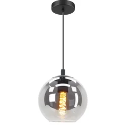 EGLO Ariscani Hanglamp - E27 - Ø 20 cm - rookglas - Zwart