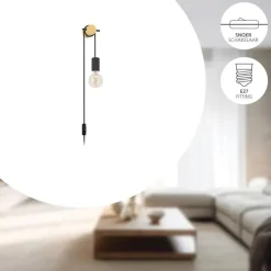 EGLO Buddon Wandlamp - E27 - 5,5 cm - Bruin/Zwart