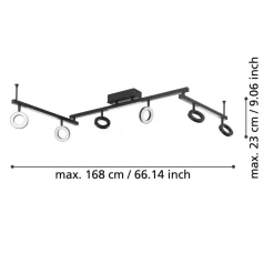 EGLO Cardillio 1 Opbouwspot - LED - 158 cm - Zwart