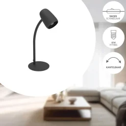 EGLO Carlo Tafellamp - Bureaulamp - E14 - 46 cm - Zwart - Kantelbaar