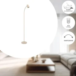 EGLO Carlo Vloerlamp - E14 - 170 cm - Zandkleur - Kantelbaar