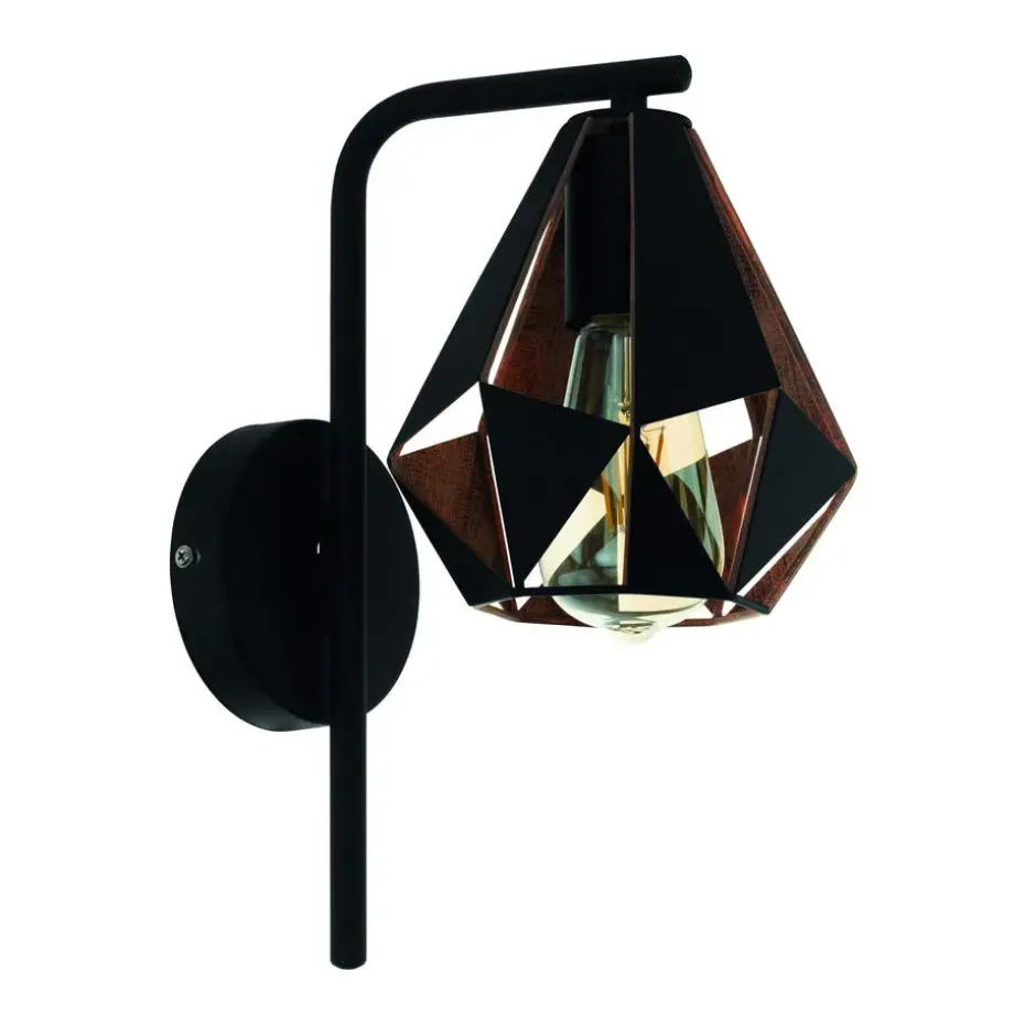 EGLO Carlton 4 Wandlamp - E27 - 16 cm - Zwart/Koper