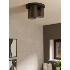 EGLO Colomera Plafondlamp - E27 - Ø 35 cm - Zwart/Mat Grijs