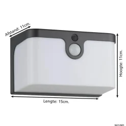 EGLO Croara Solar Wandlamp - LED - 15 cm - Antraciet/Wit