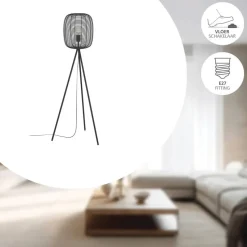 EGLO Derwen Vloerlamp - E27 - Metaal - Zwart