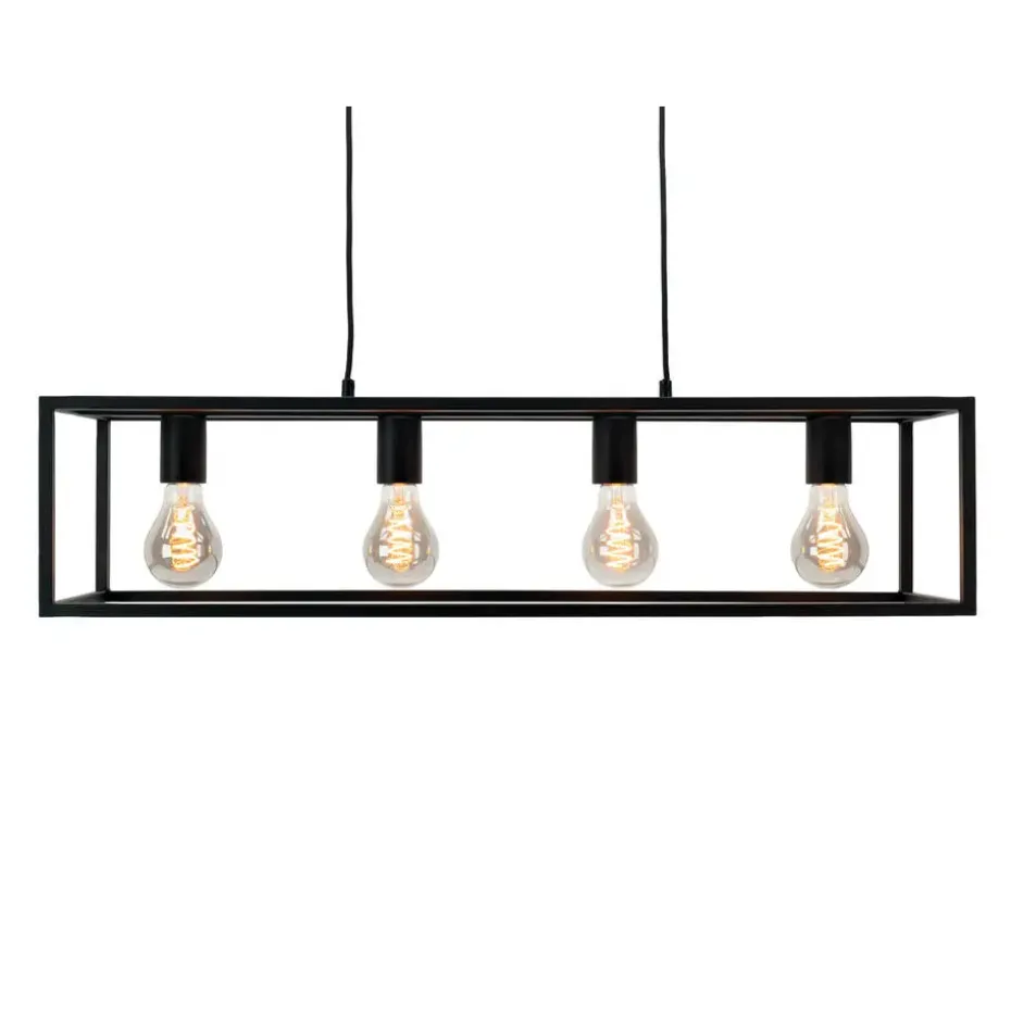 EGLO Eldrick Hanglamp - 4xE27 - 85 cm - industrieel - Staal - Zwart