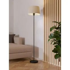 EGLO Febres Staande lamp - E27 - teddy stof - Zwart/Wit