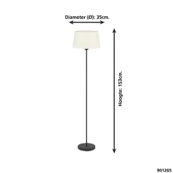 EGLO Febres Staande lamp - E27 - teddy stof - Zwart/Wit