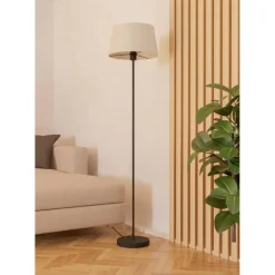 EGLO Febres Staande lamp - E27 - teddy stof - Zwart/Wit