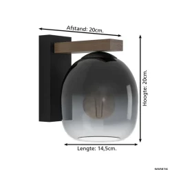 EGLO Filago Wandlamp - E27 - Bruin, zwart