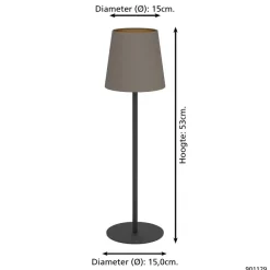 EGLO Fiorana Tafellamp - E14 - 53 cm - Zwart/Cappucino/Goud