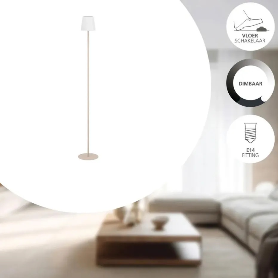 EGLO Fiorana Vloerlamp - E14 - Hoogte 140,5 cm - Zandkleur/Wit