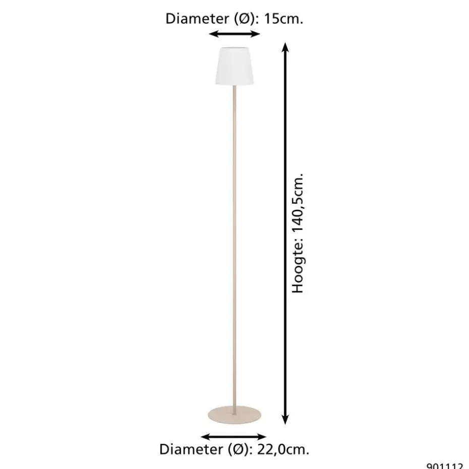 EGLO Fiorana Vloerlamp - E14 - Hoogte 140,5 cm - Zandkleur/Wit