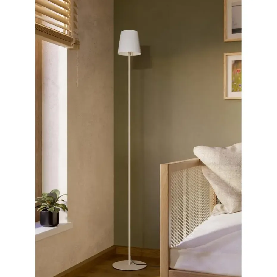 EGLO Fiorana Vloerlamp - E14 - Hoogte 140,5 cm - Zandkleur/Wit