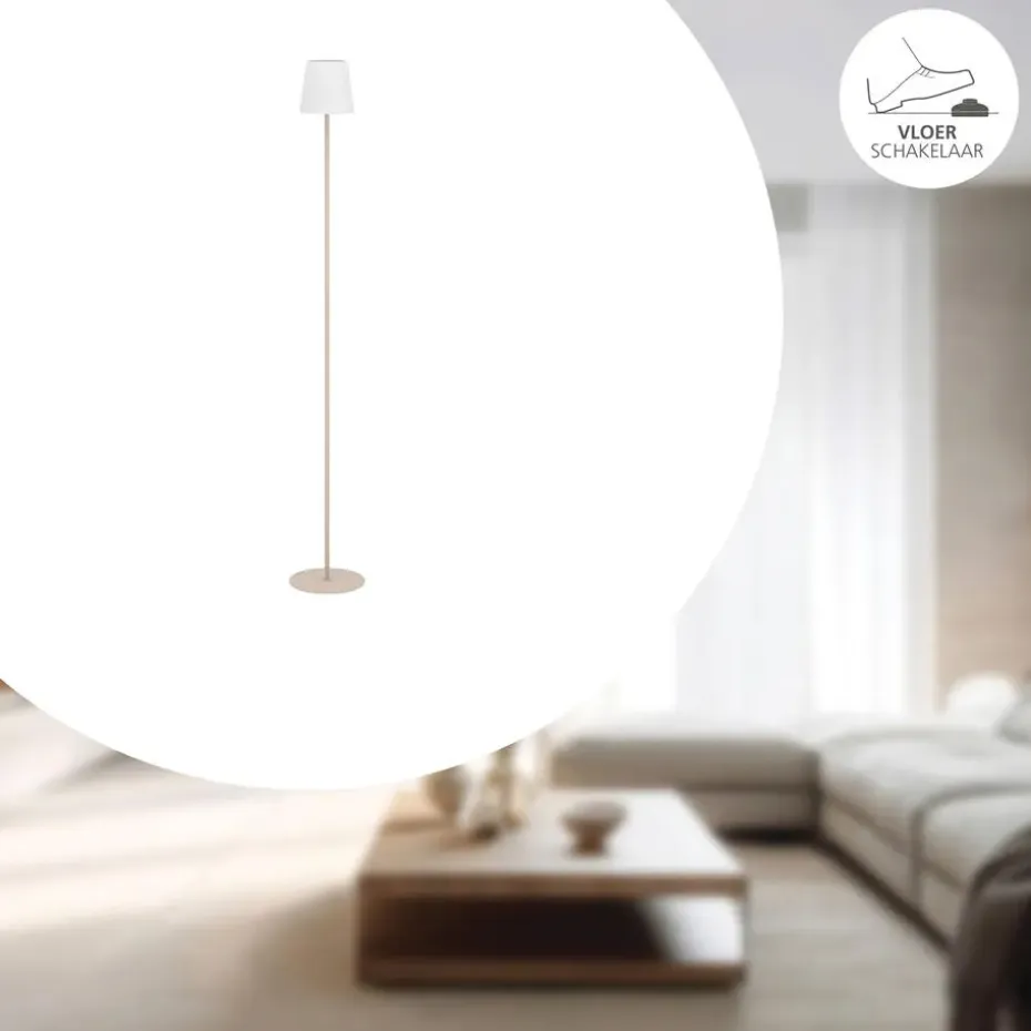 EGLO Fiorana Vloerlamp - E14 - Hoogte 140,5 cm - Zandkleur/Wit