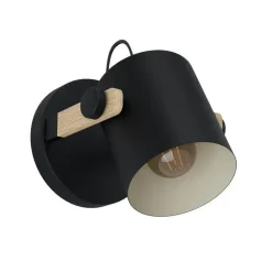 EGLO Hornwood Wandlamp - 1 lichts - Ø17cm. - E27 - Hout/zwart